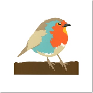 Robin on Branch Original Paper Art Gift for Bird Watchers Posters and Art